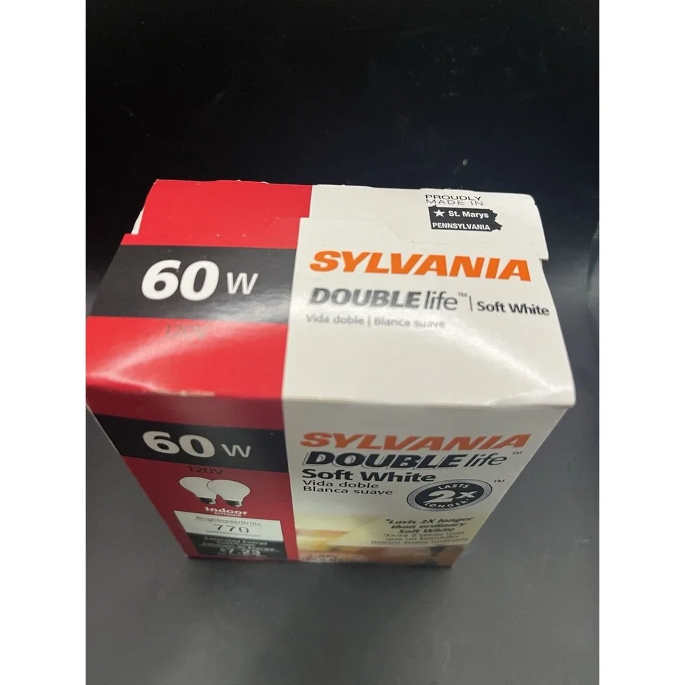 Sylvania double life 60w light bulb two pack  Made‎ in the USA